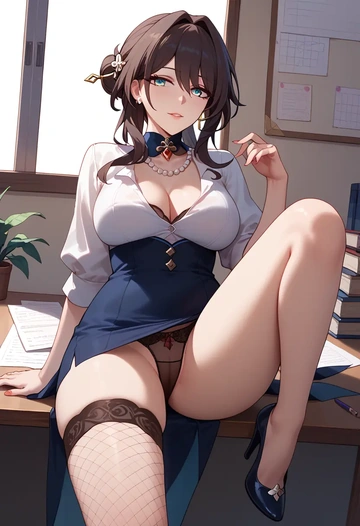 star rail,ruan mei,secretary,panties  - AI generated anime art